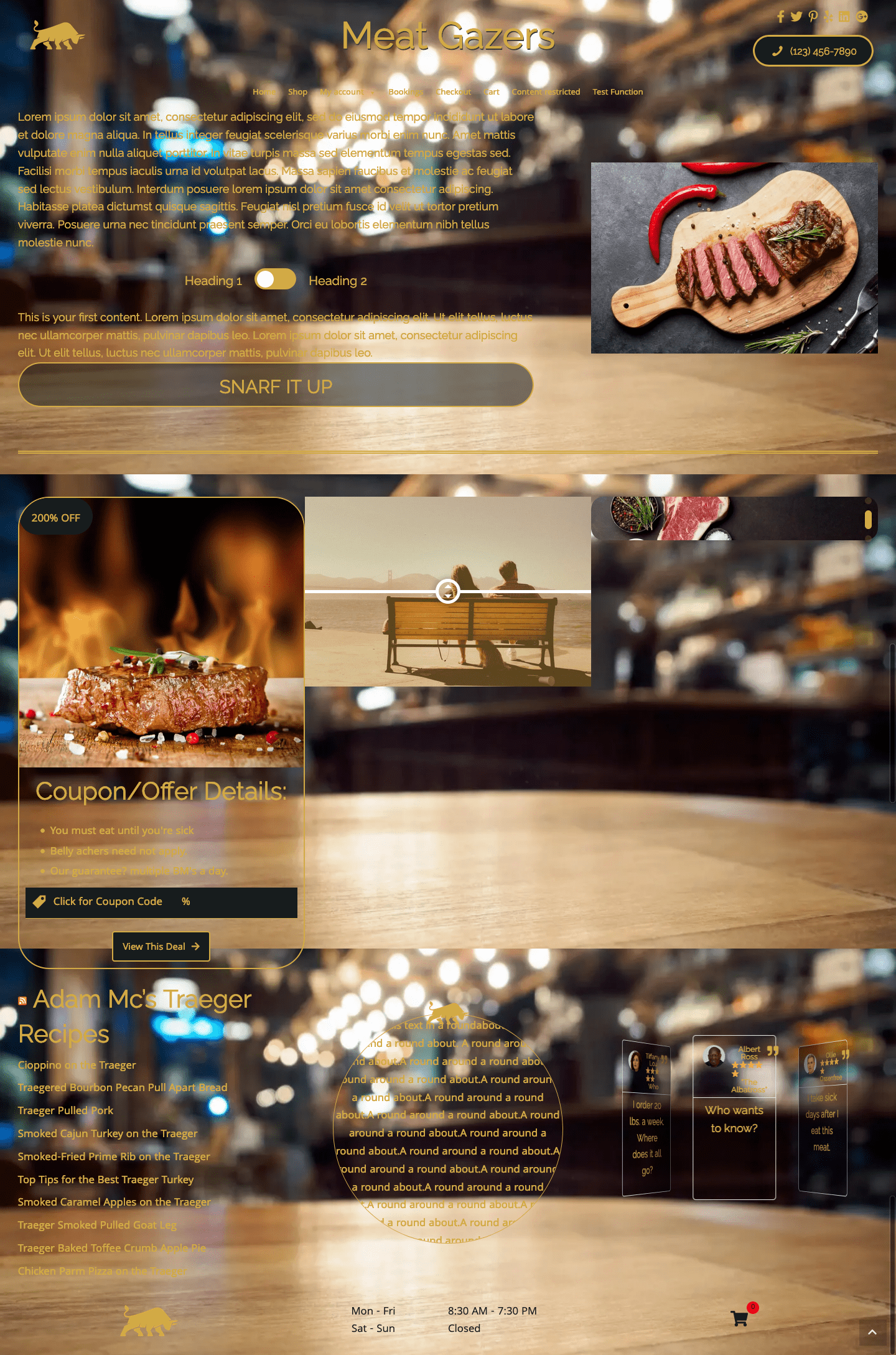 Custom Web Designs for a fictional business, Meat Gazers, Steak House and Cattle Ranch